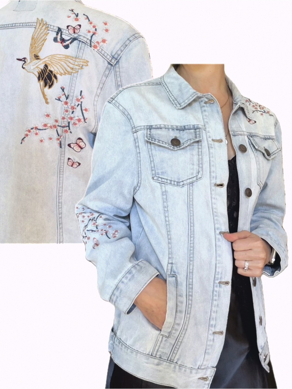 Rails Embroidered Light Blue Denim Jacket small to medium.